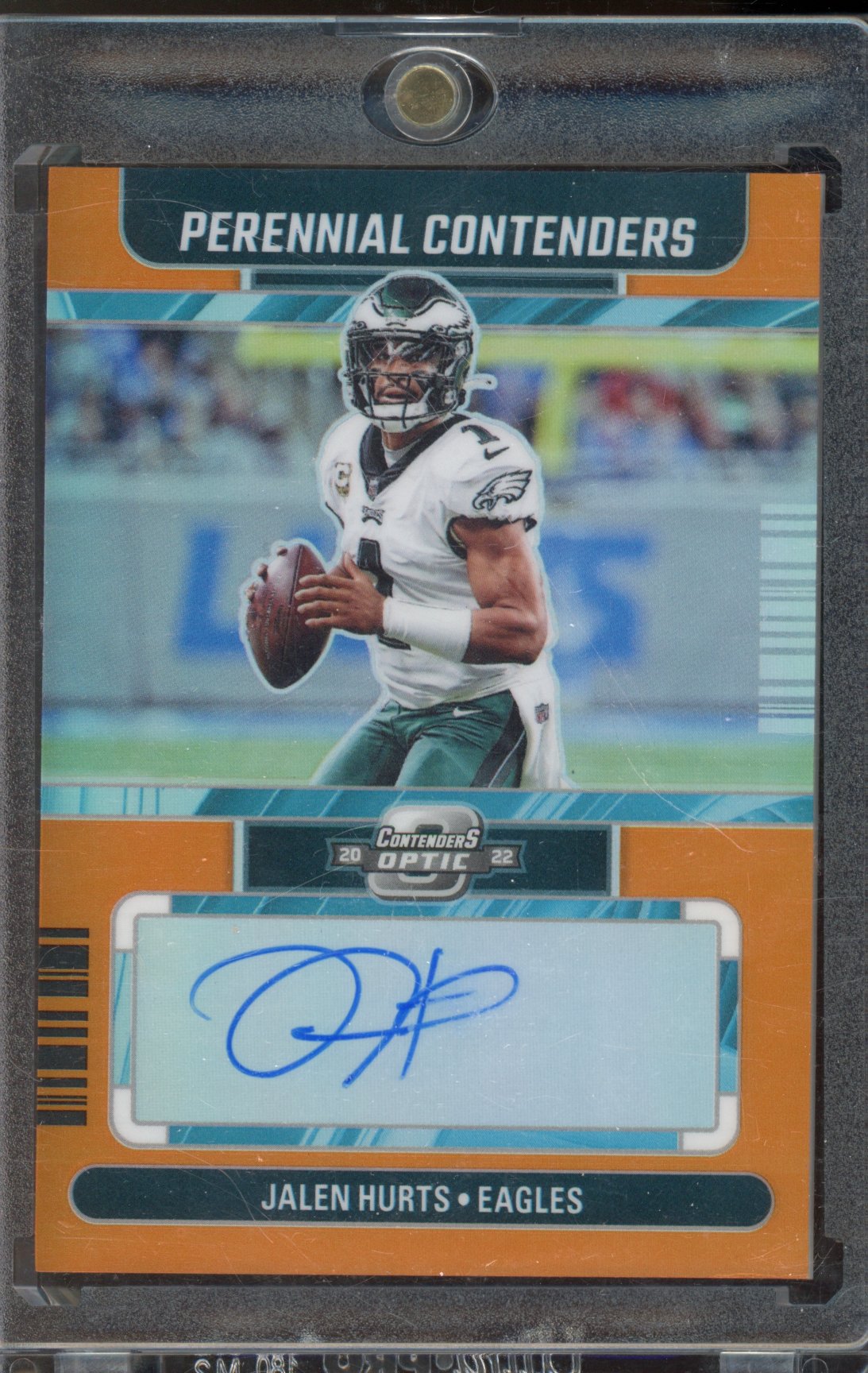 2022 Contenders Optic Jalen Hurts Perennial Contenders Auto Orange 08/25