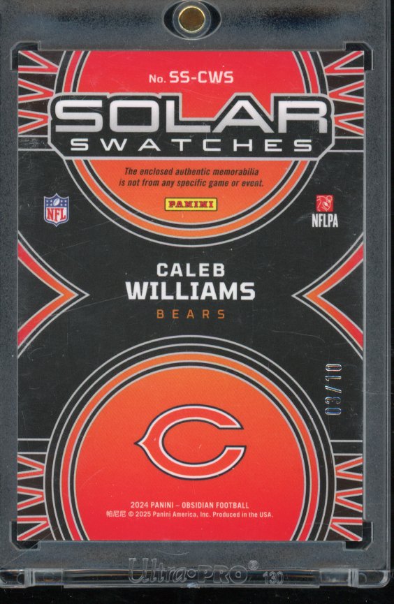 2024 Obsidian Caleb Williams Gold Solar Swatches /10 Patch