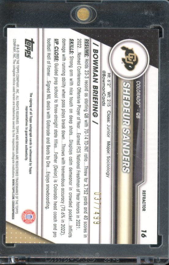 2023 Bowman U Chrome Shedeur Sanders Refractor Auto /499