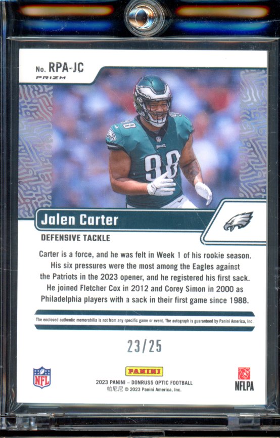 2023 Optic Jalen Carter Rookie Patch Auto /25