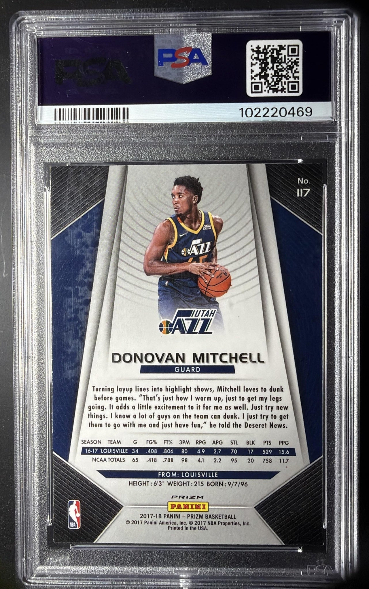 2017-18 Panini Prizm Donovan Mitchell #117 Prizms Silver RC PSA 10