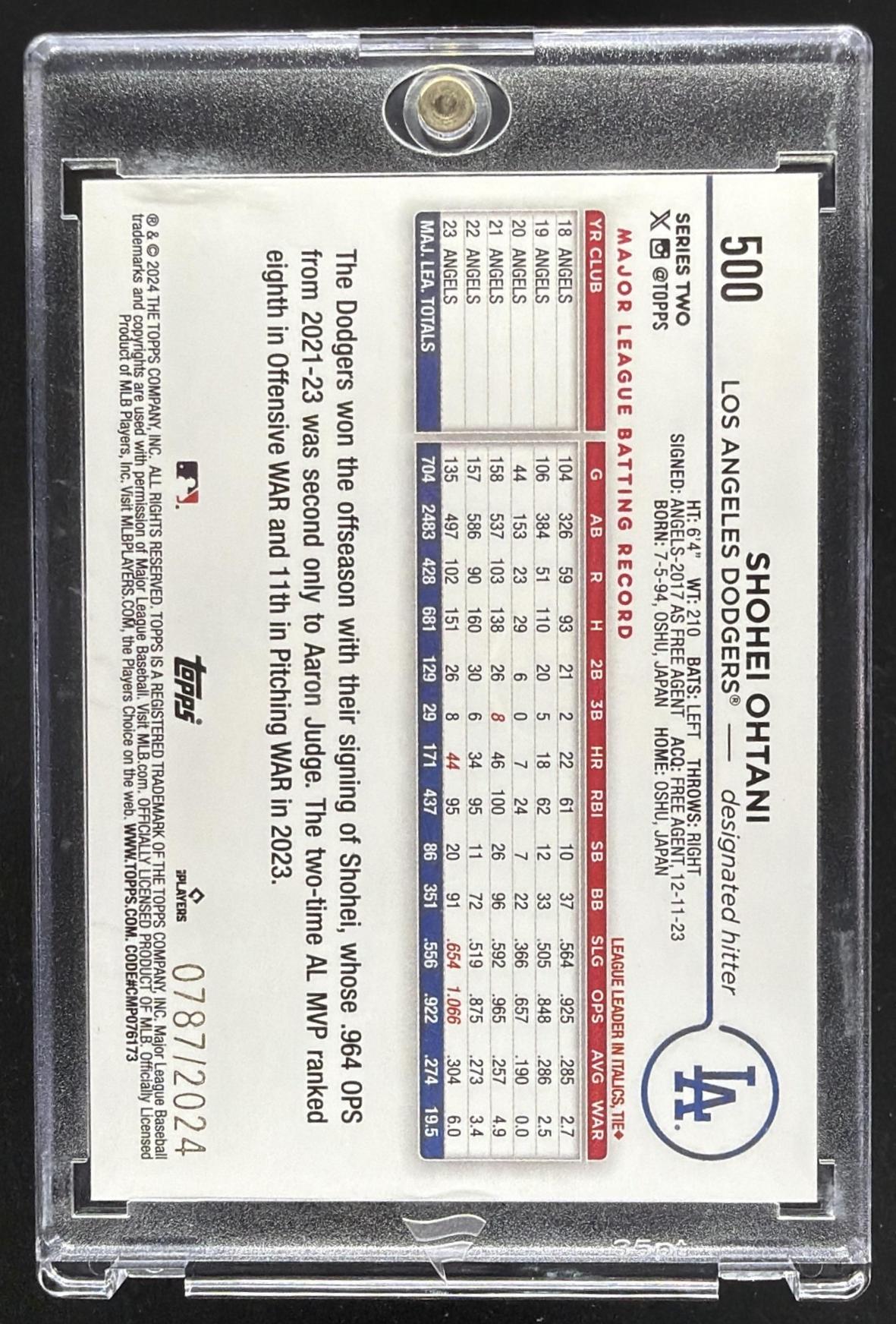 2024 Topps Shohei Ohtani #500 Gold 787/2024