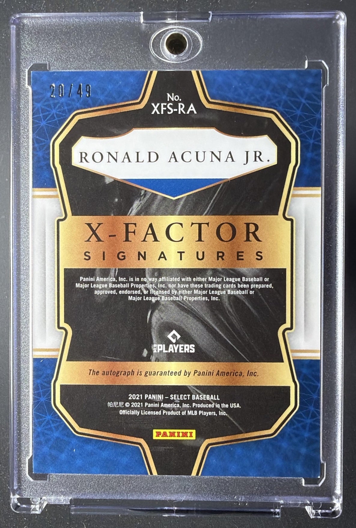 2021 Panini Select Ronald Acuna Jr. #XFS-RA X-Factor Signatures 20/49 Auto