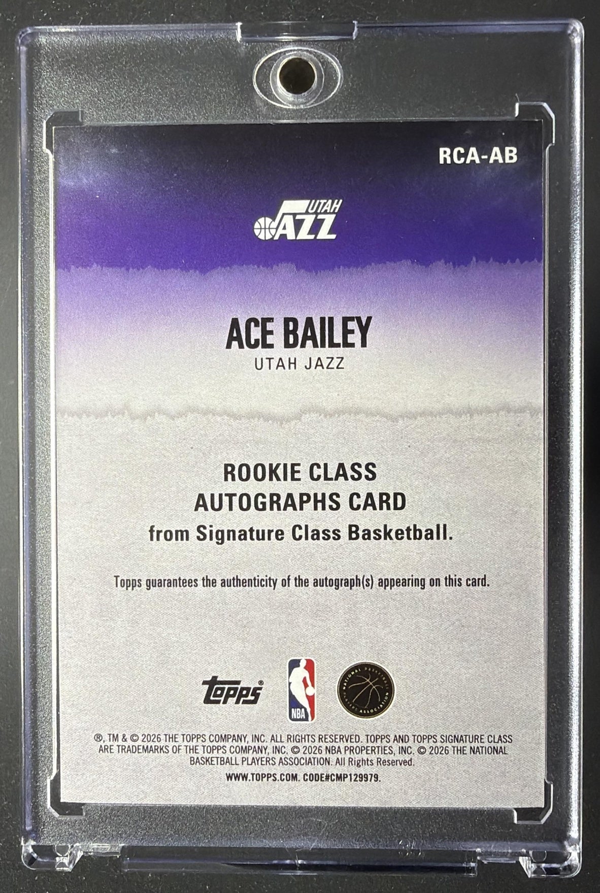 2025-26 Topps Signature Class Ace Bailey #RCA-AB Rookie Auto RC
