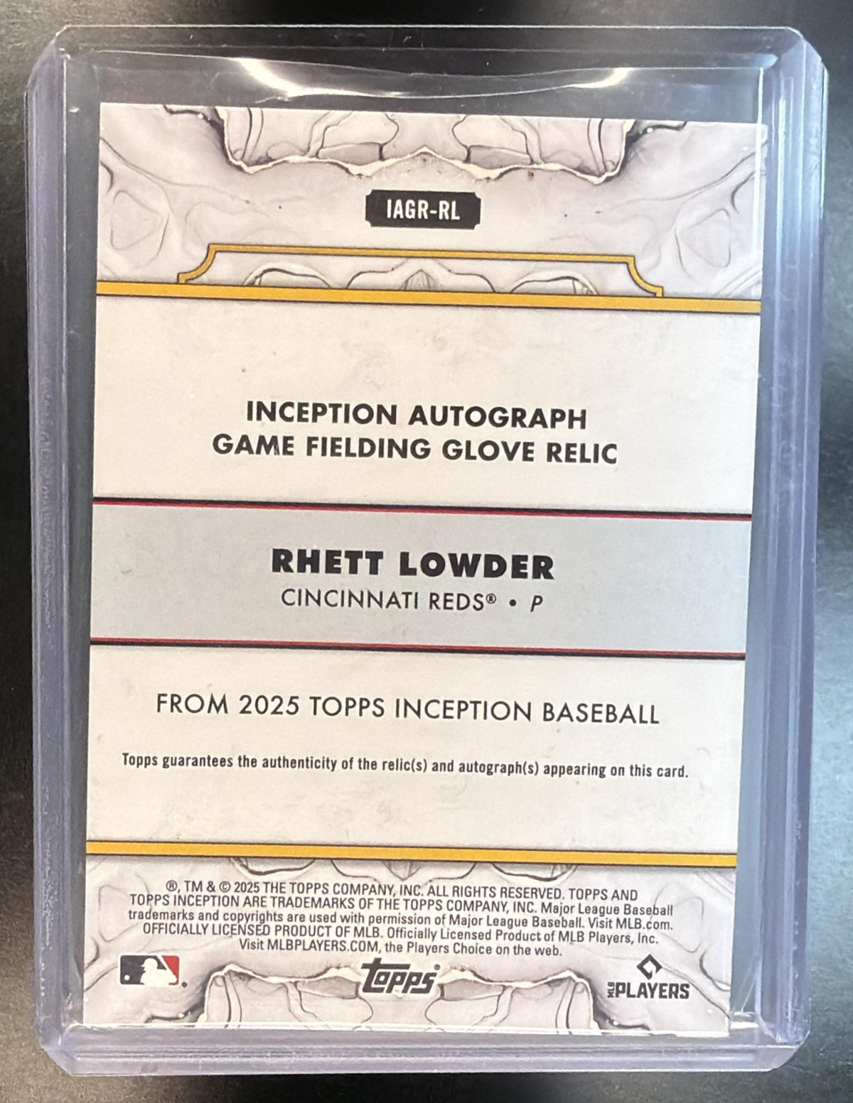 2025 Topps Inception Baseball Rhett Lowder #IAGR-RL Rookie Patch Auto 25/25 Reds