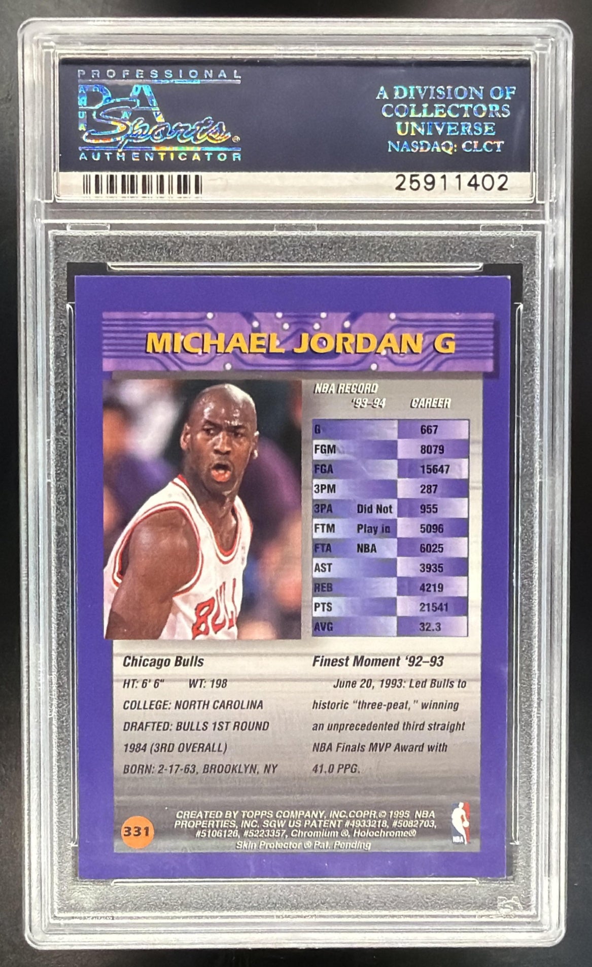 1994-95 Topps Finest Michael Jordan #331 PSA 9 W/Coating