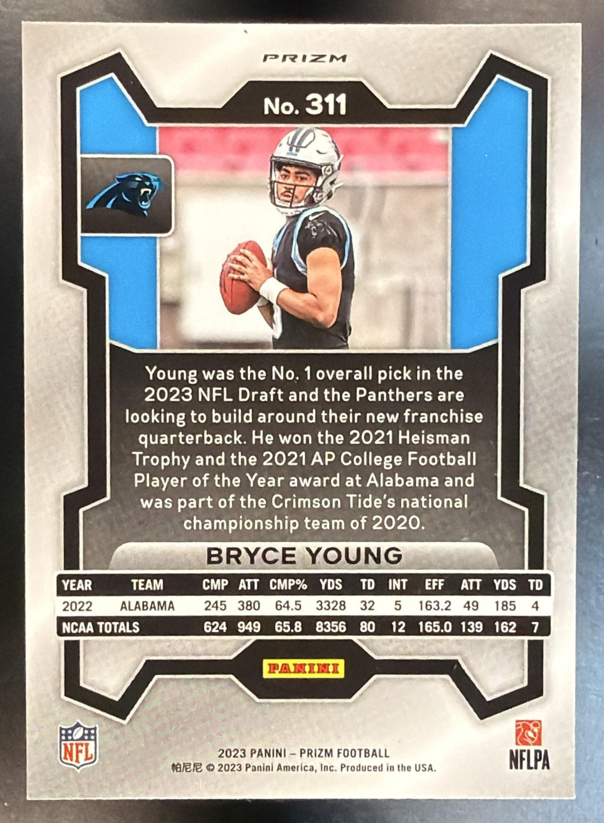 2023 Panini Prizm Football Bryce Young #311 SIlver RC