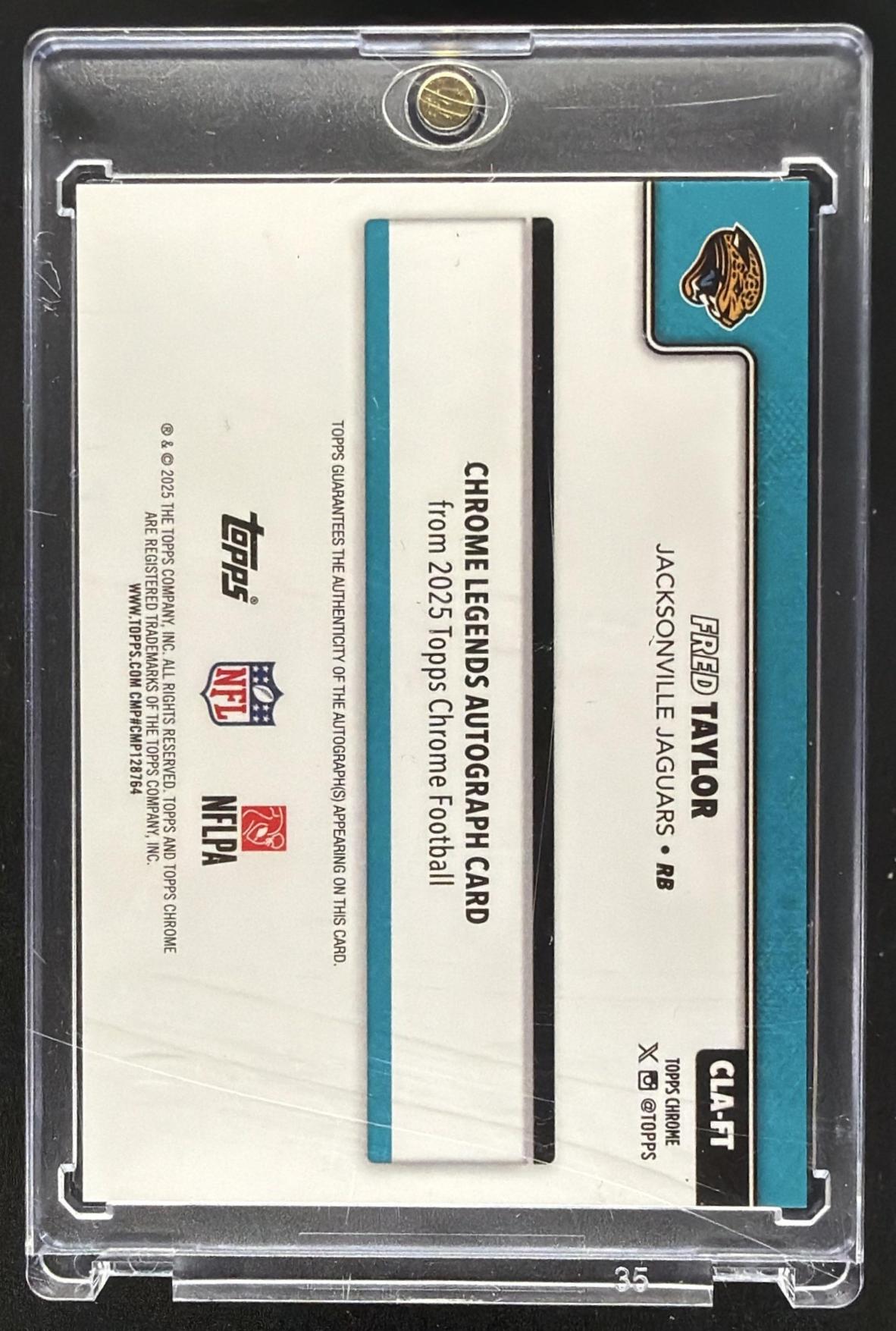 2025 Topps Chrome Fred Taylor #CLA-FT Legends Auto Gold Refractor 37/50