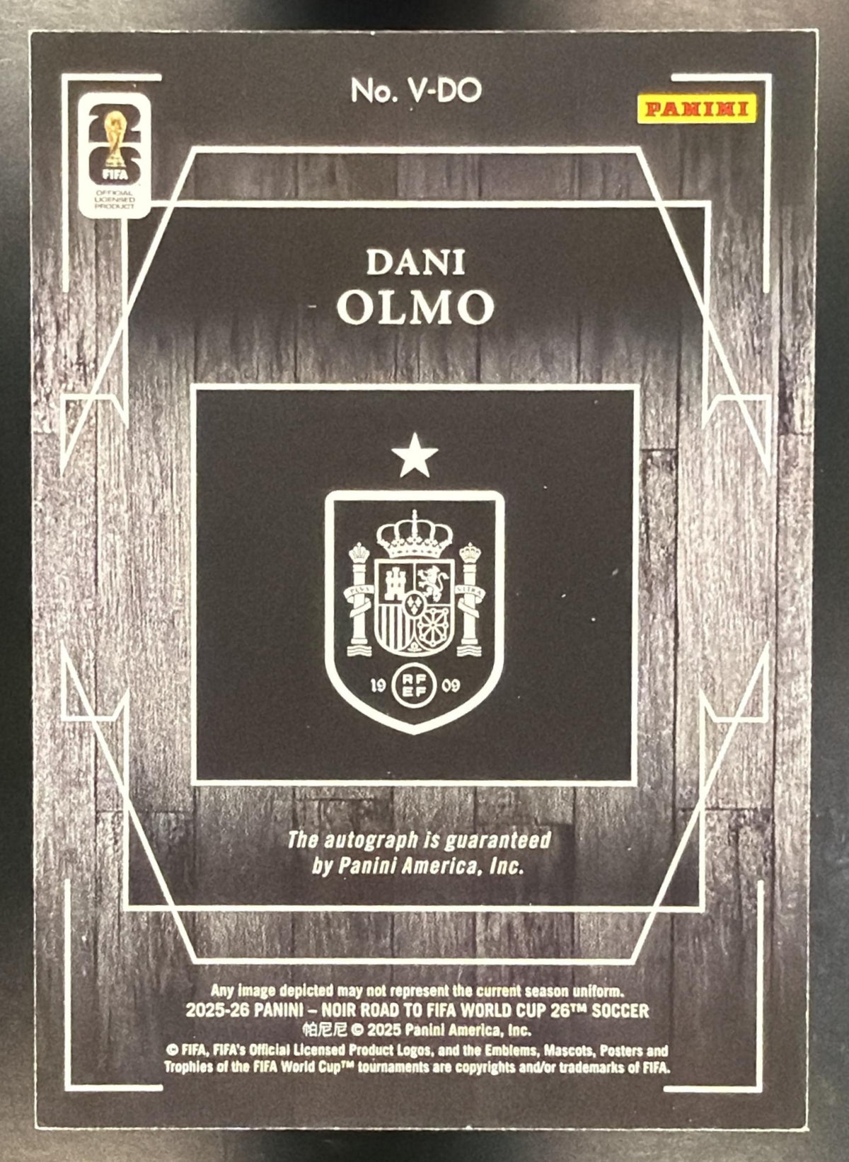 2025-26 Noir Road to Fifa World Cup Dani Olmo #V-DO Spotlight Signatures Auto 22/60