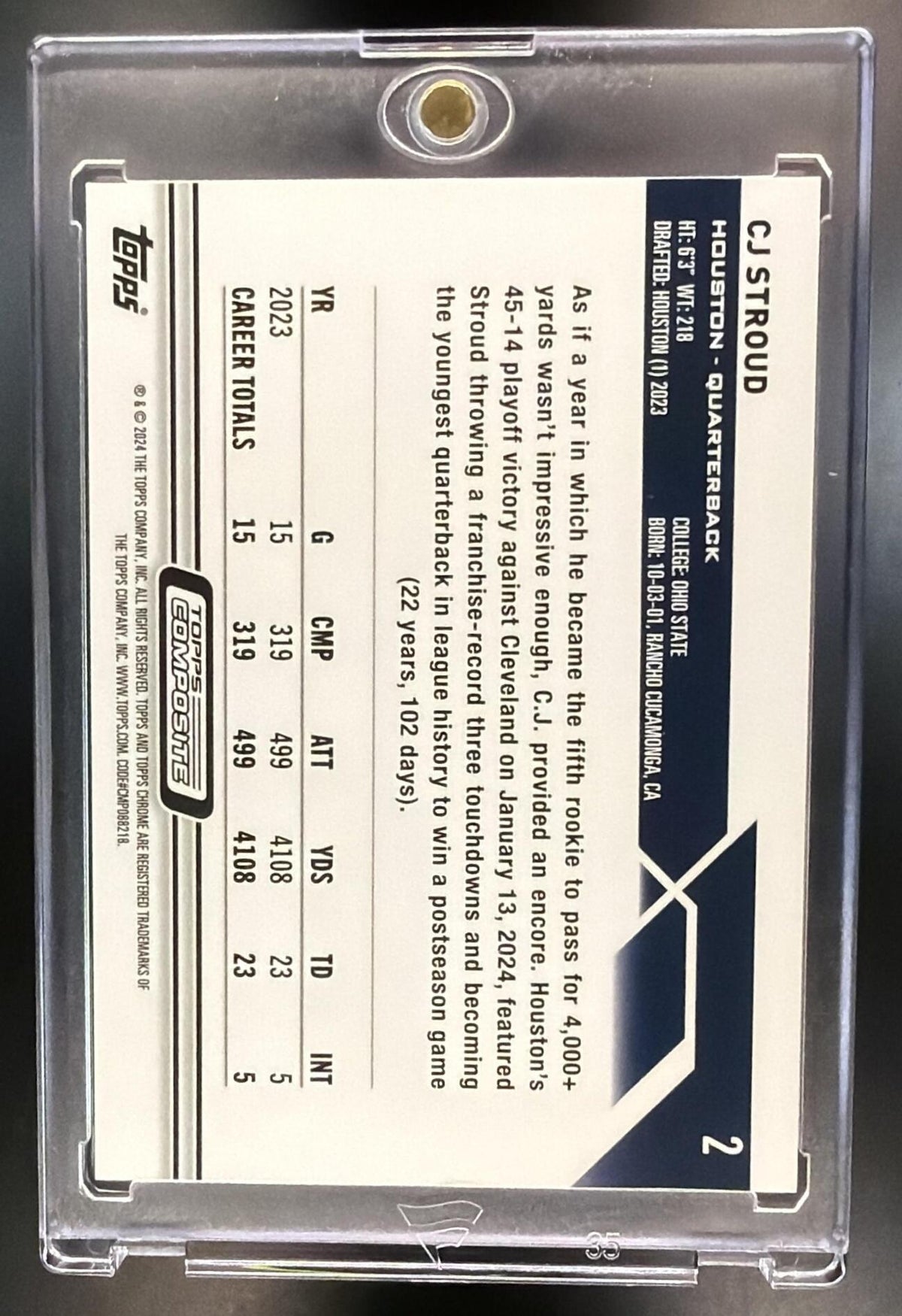 2023 Topps Composite CJ Stroud #2 Chrome Gold Refractor 27/50 RC