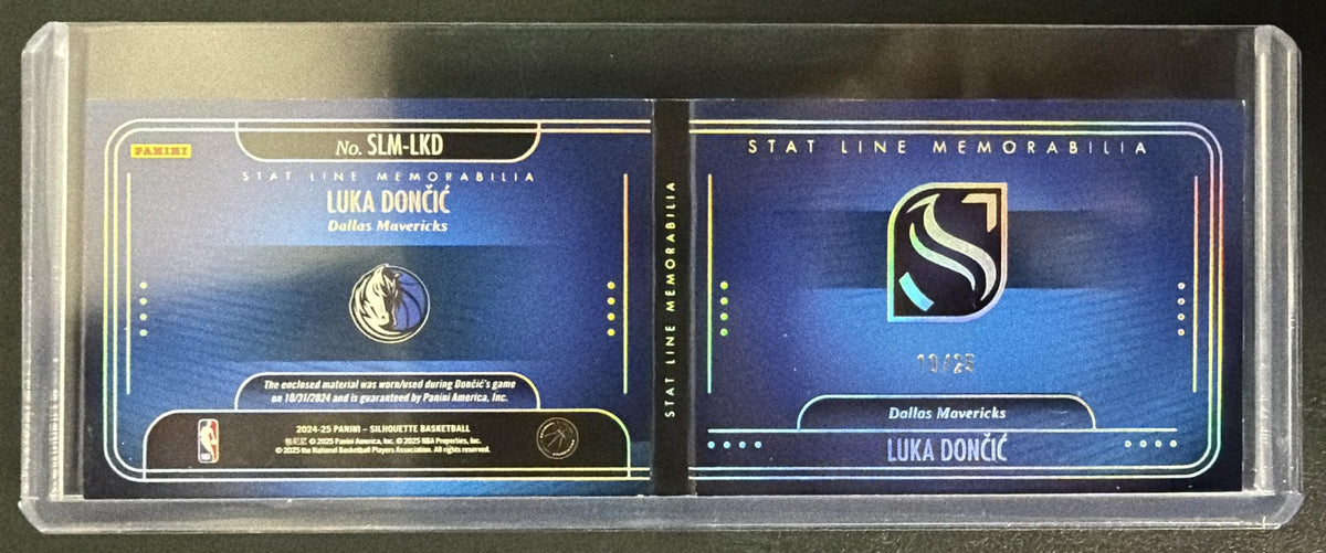 2024-25 Panini Silhouette Luka Doncic #9 Stat Line Memorabilia Booklet 10/25