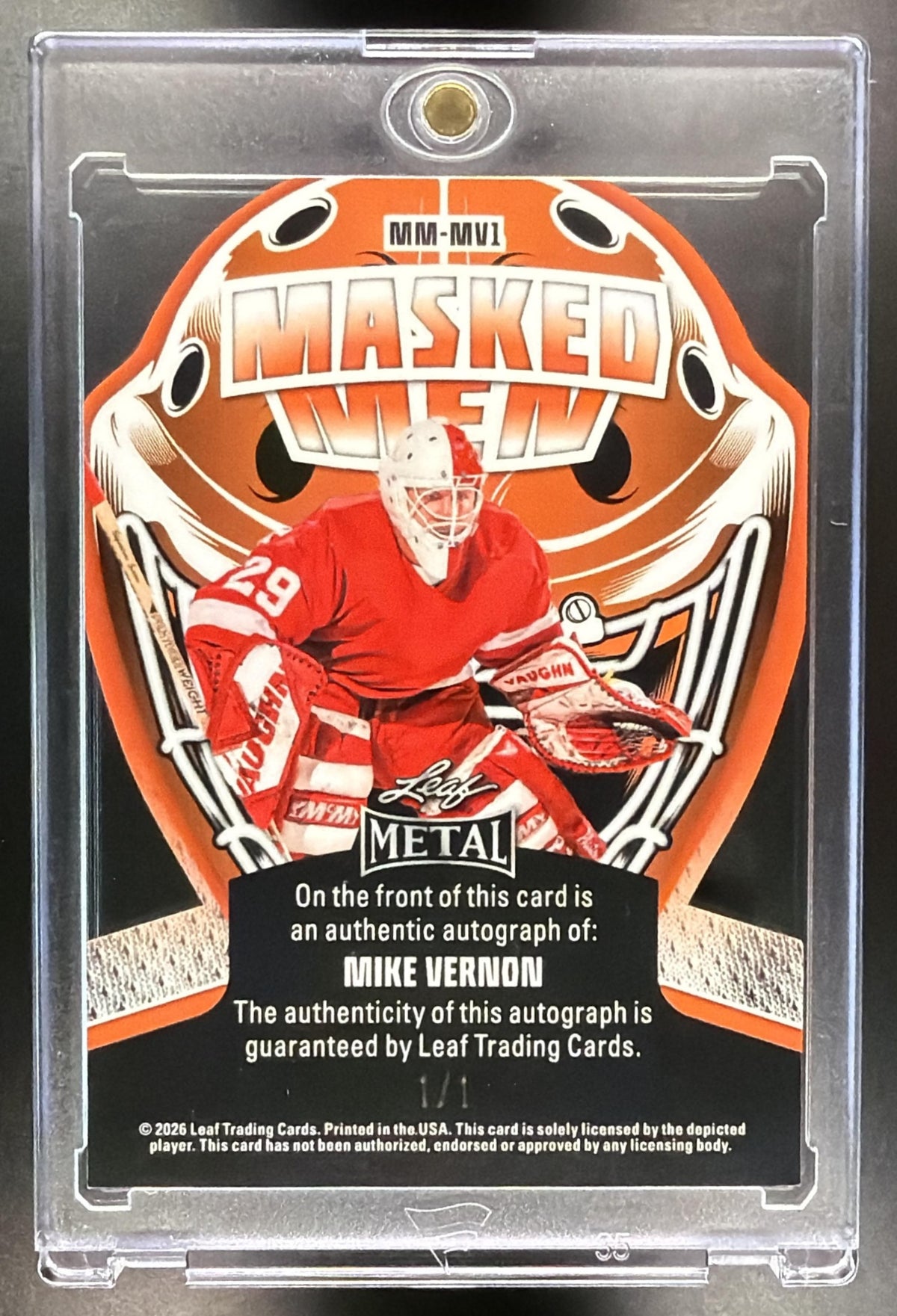 2026 Leaf Metal Mike Vernon #MM-MV1 Masked Men Auto Silver Circles Platinum Flood 1/1