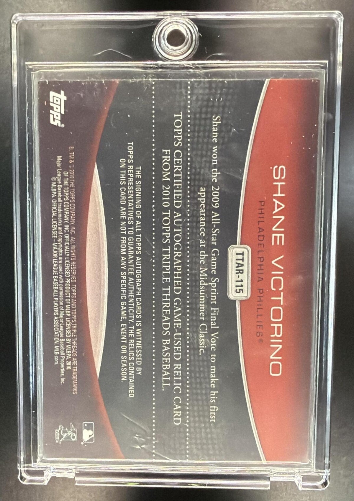 2010 Topps Triple Threads Shane Victorino #TTAR-115 Auto Relics /18 MEM