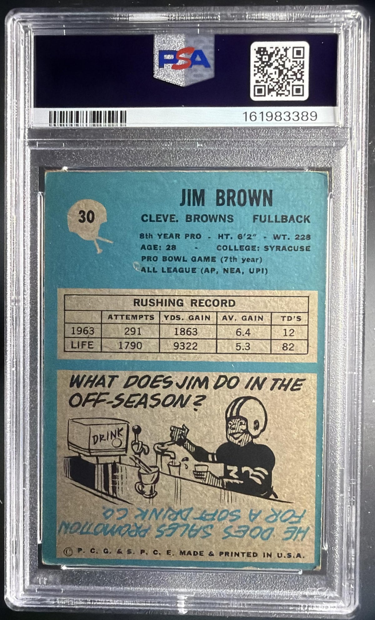 1964 Philadelphia Jim Brown #30 PSA 4