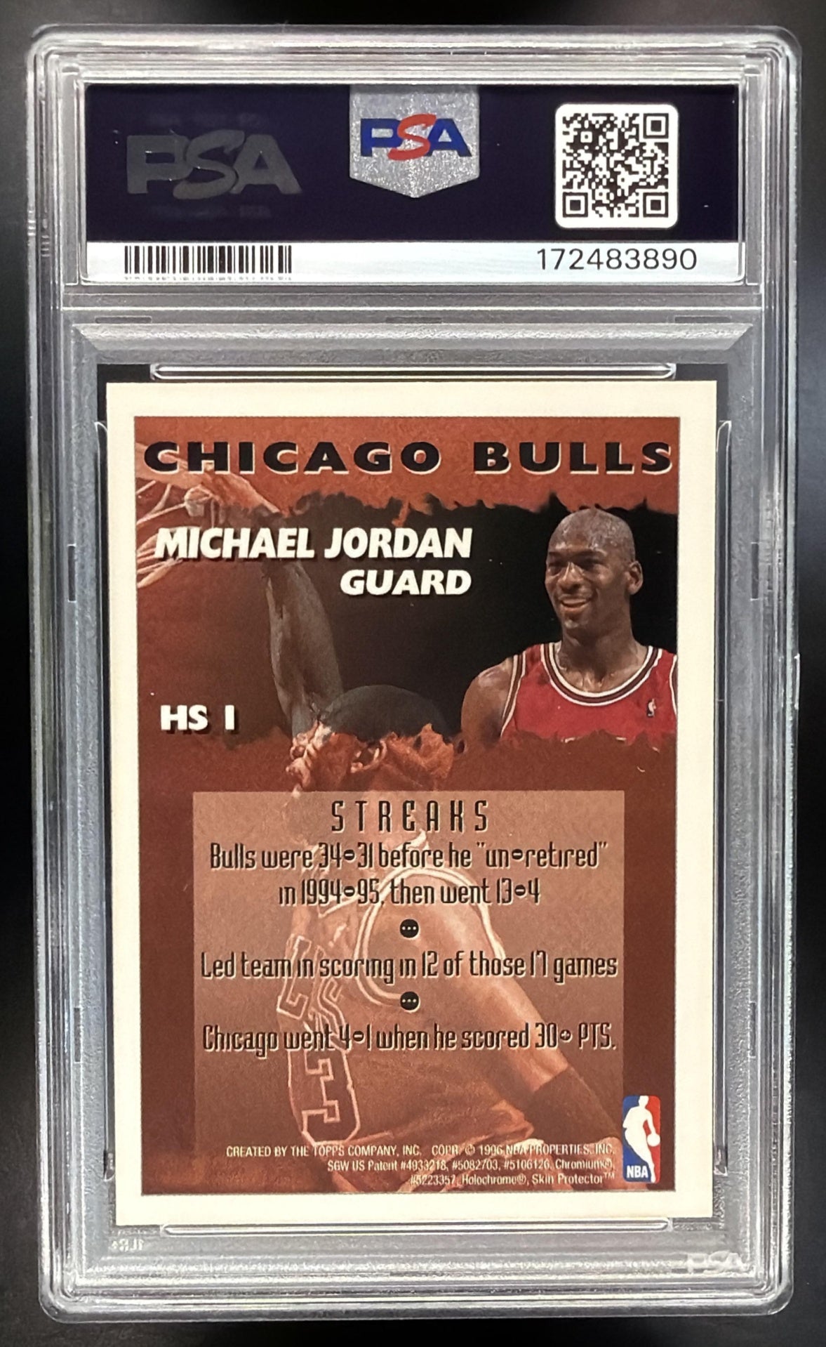 1995-96 Topps Finest Michael Jordan #HS1 Hot Stuff PSA 7