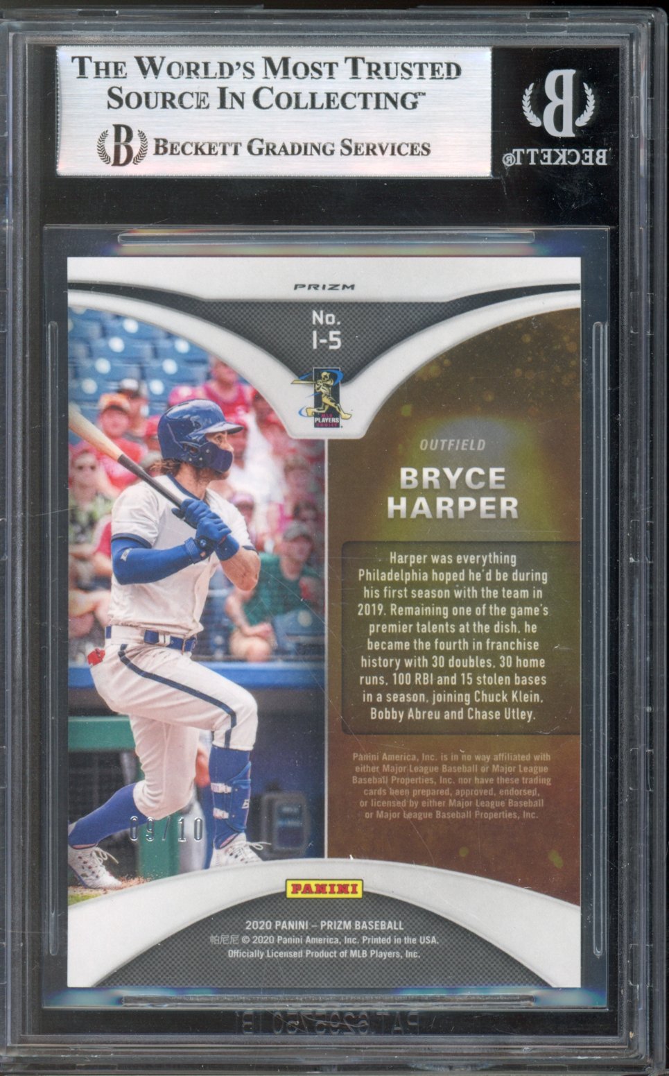 2020 Prizm Bryce Harper Illumination Gold /10 BGS 9