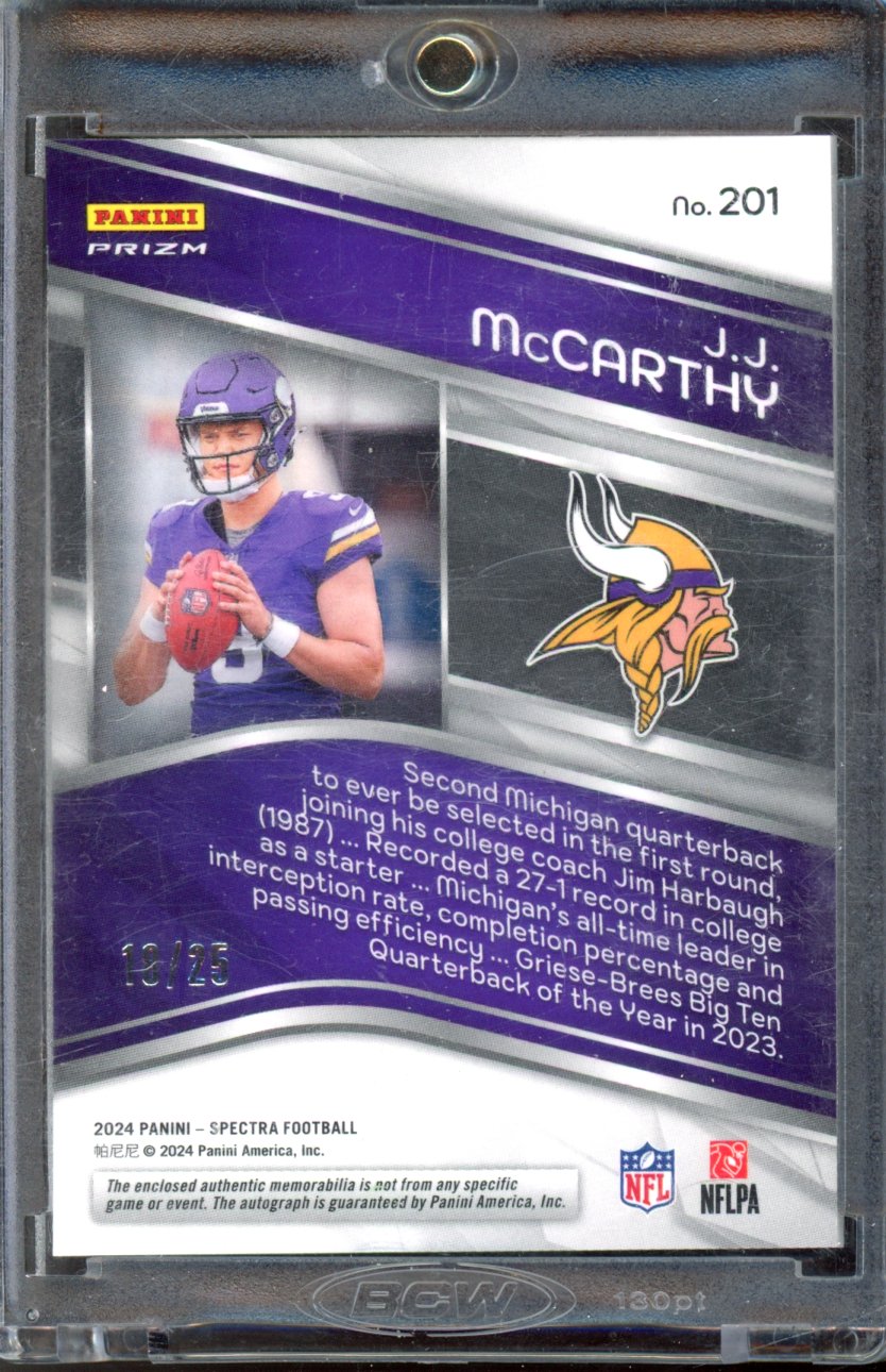 2024 Spectra JJ Mccarthy Rookie Patch Auto /25