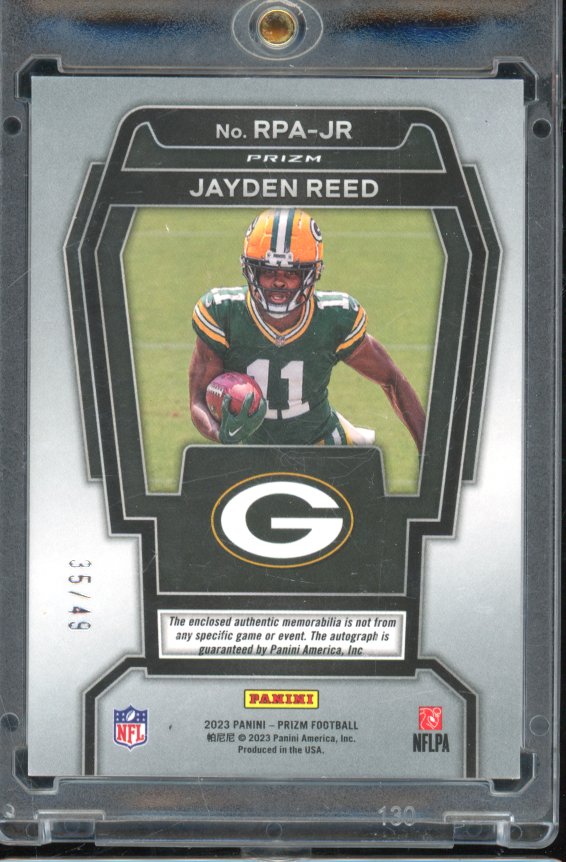 2023 Prizm Jayden Reed Purple Rookie Patch Auto /49