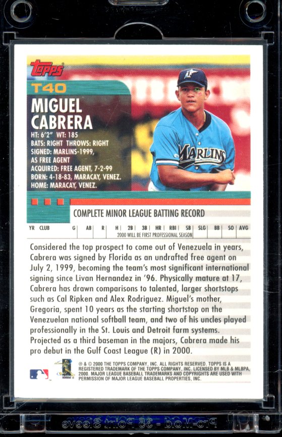 2000 Topps Traded Miguel Cabrera Rookie Card