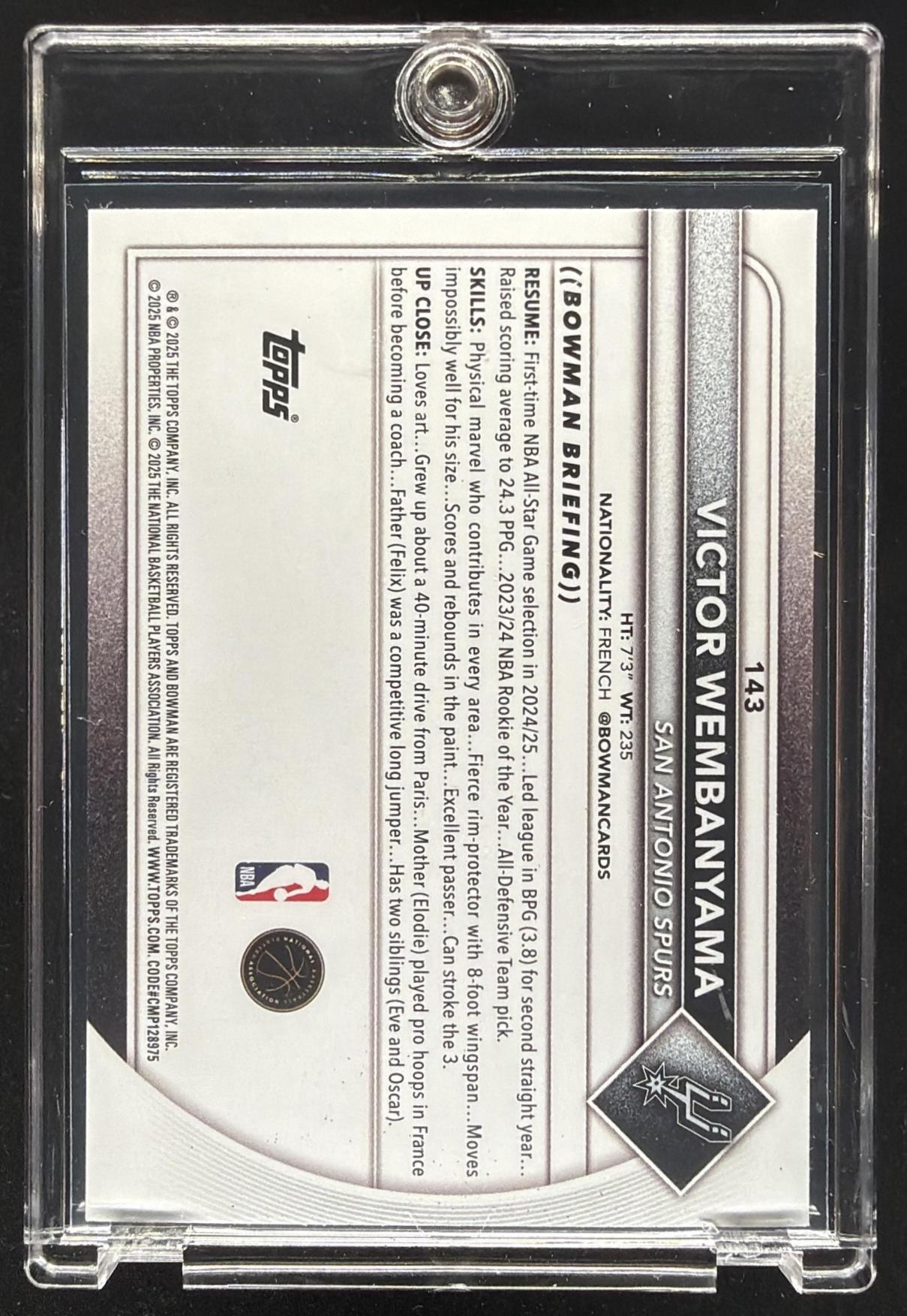 2025-26 Bowman Victor Wembanyama #143 Blue /150