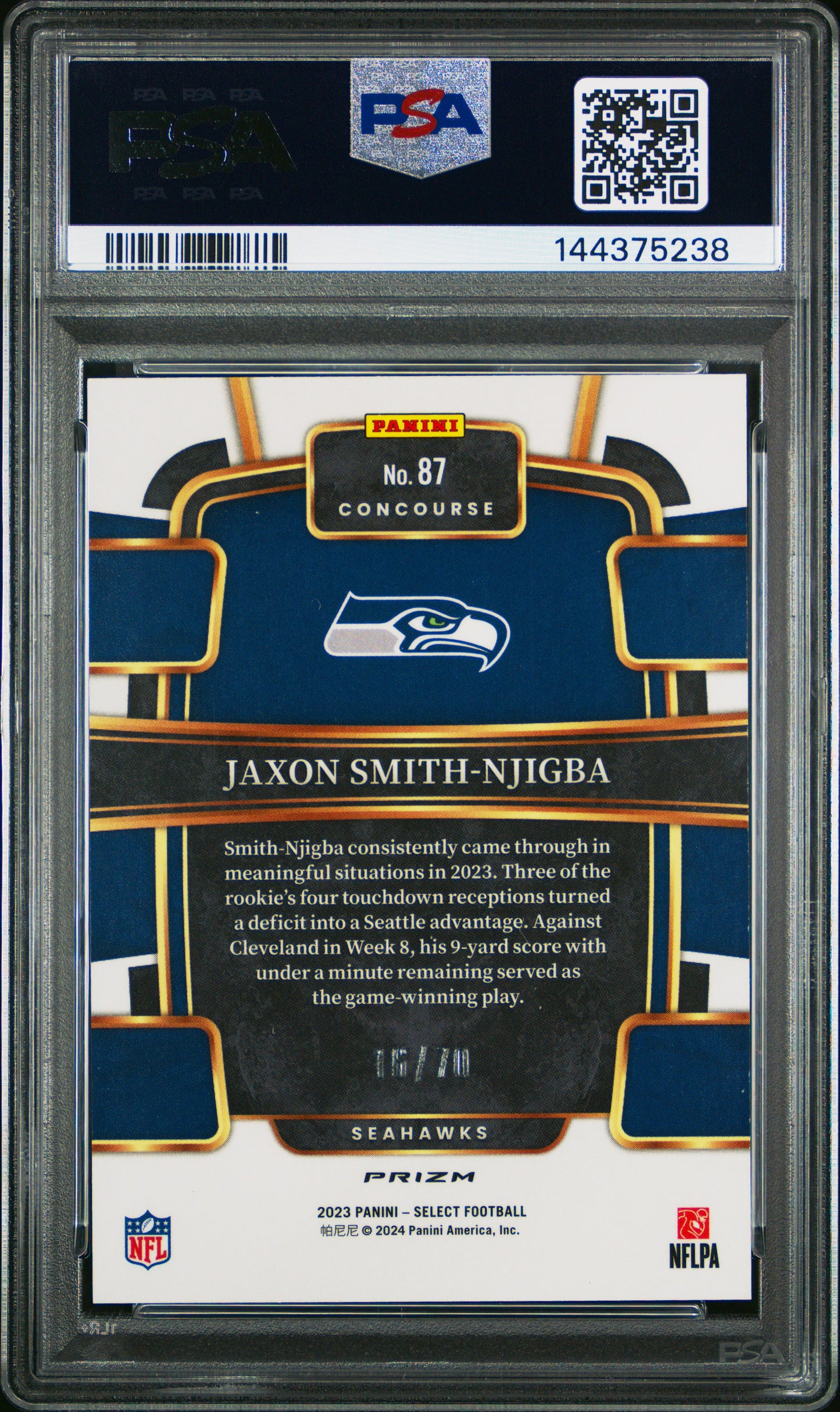 2023 Select Jaxon Smith-Njigba Dragon Scale Rookie /70 PSA 10