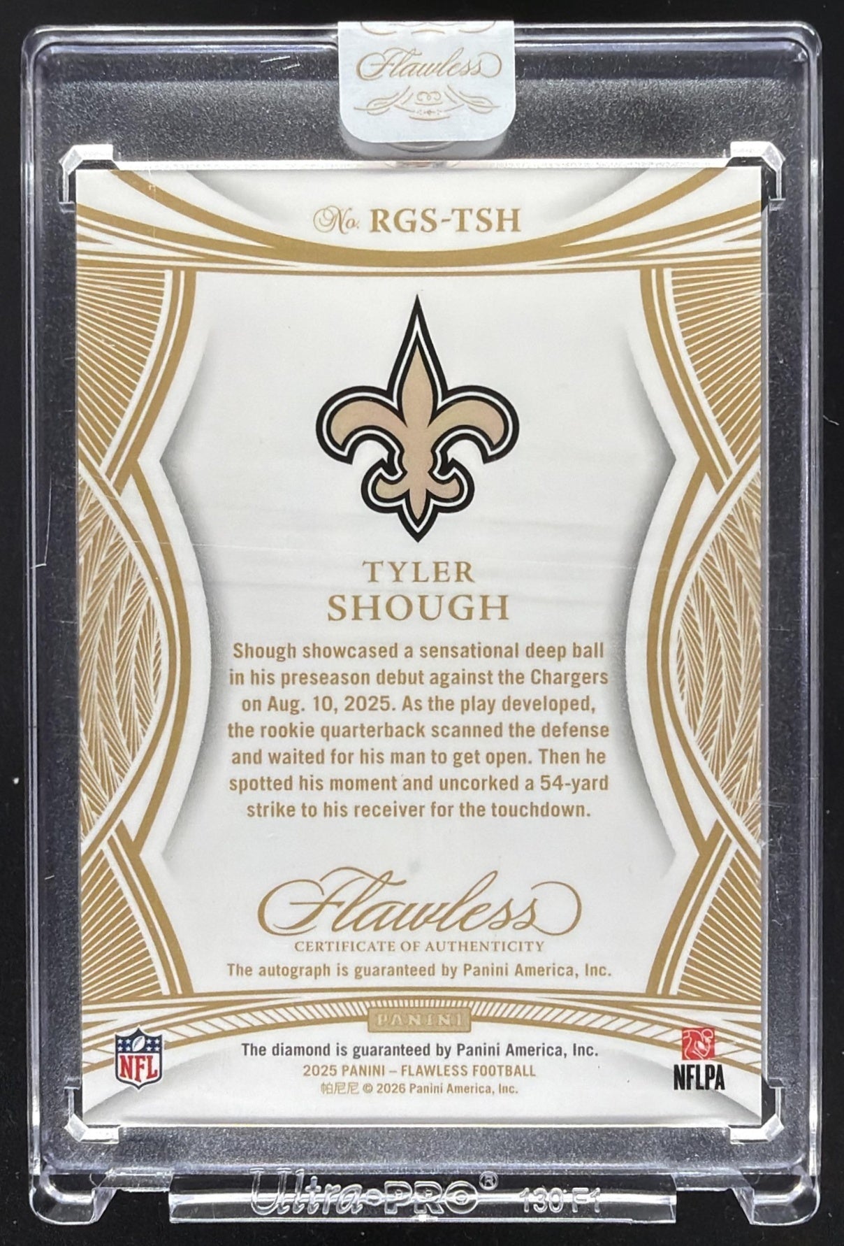 2025 Panini Flawless Tyler Shough #5 Rookie Gems Signatures Diamond 2/10 RC Auto