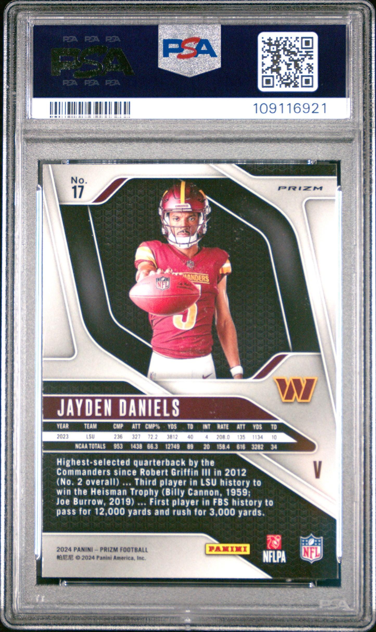 2024 Prizm Jayden Daniels Rookie Silver Variation PSA 9