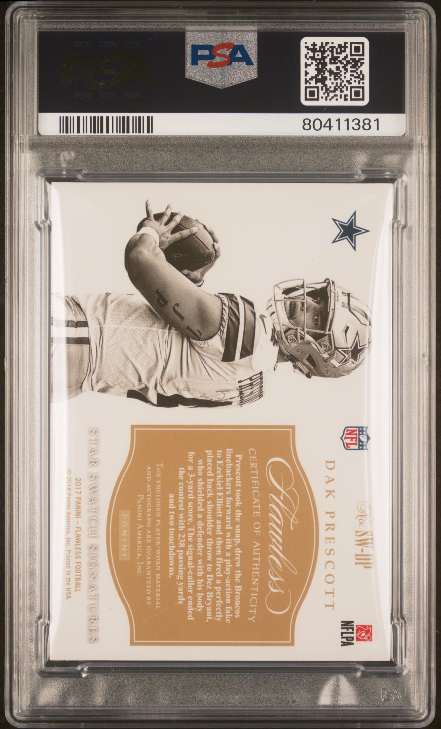 2017 Flawless Dak Presscott Star Swatch Patch Auto /15 PSA 9