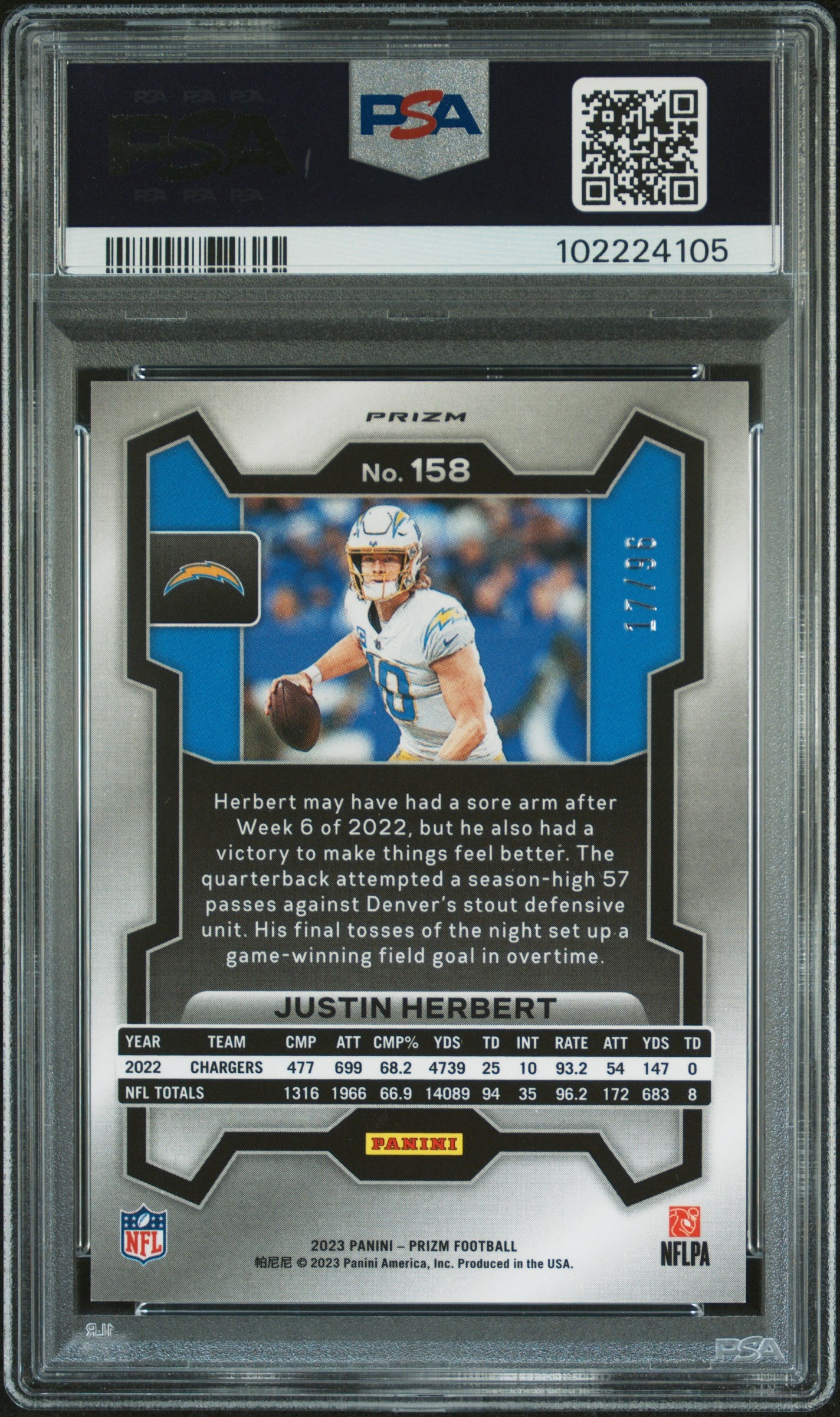 2023 Prizm Justin Herbert Blur Sparkle /96 PSA 10