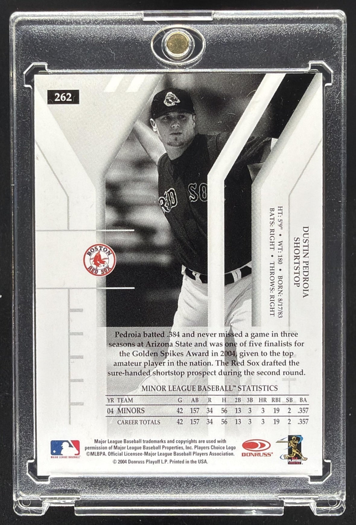 2004 Donruss Elite Extra Edition Dustin Pedroia #262/1114 UER Auto RC