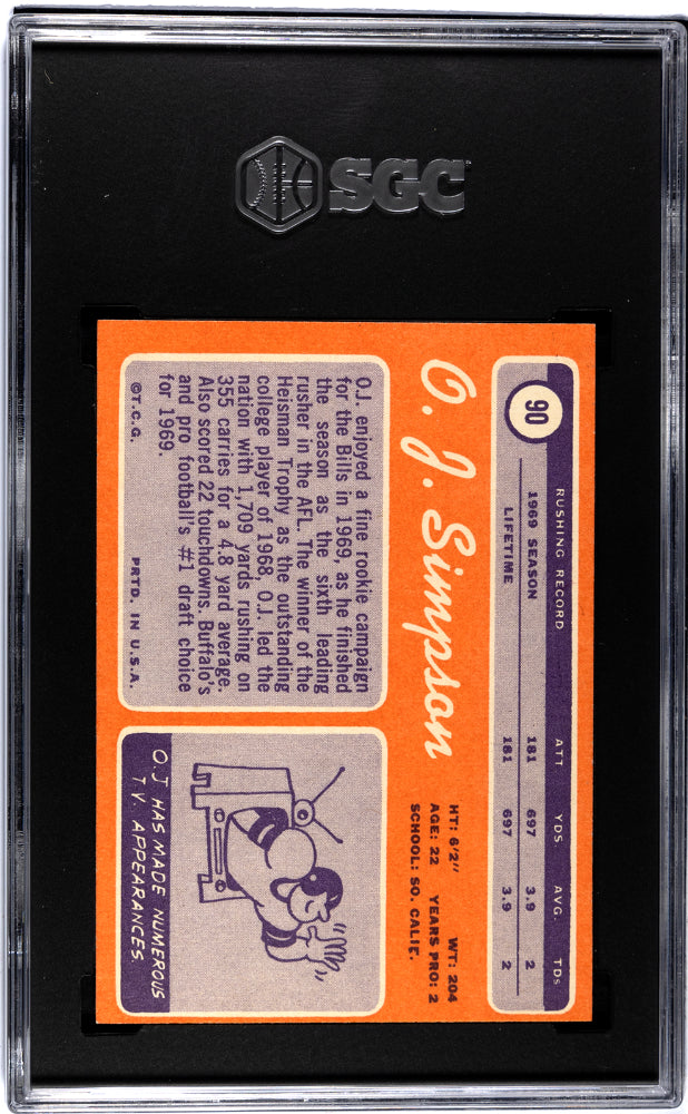 1970 Topps O.J. Simpson Rookie #90 SGC 5