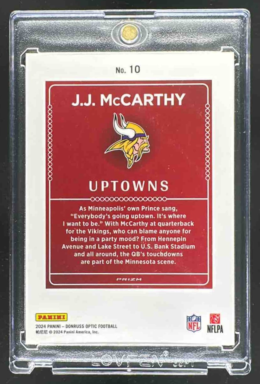 2024 Panini Donruss Optic J.J. McCarthy #10 Uptowns RC SSP Vikings