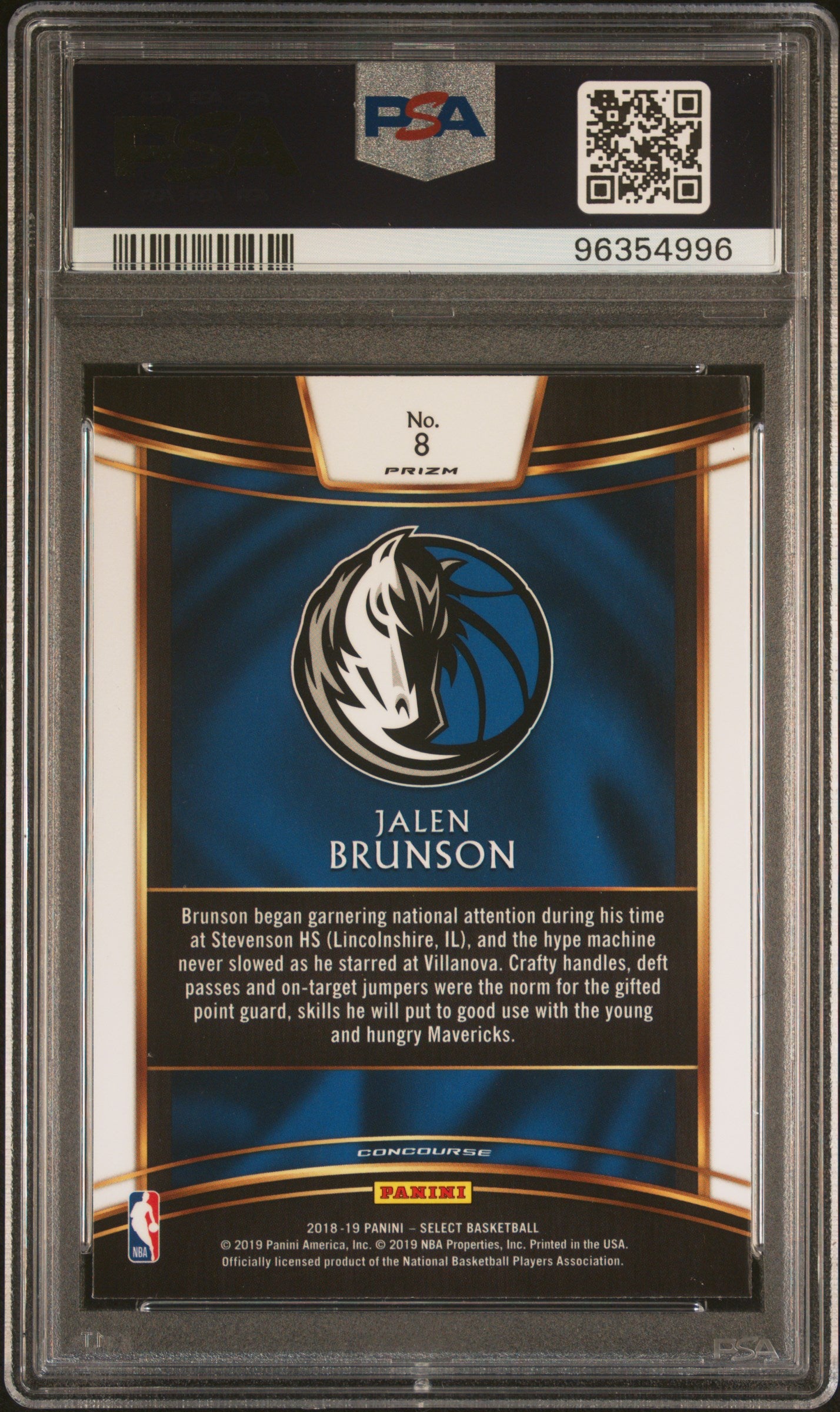 2018-19 Select Jalen Brunson Silver Rookie PSA 10