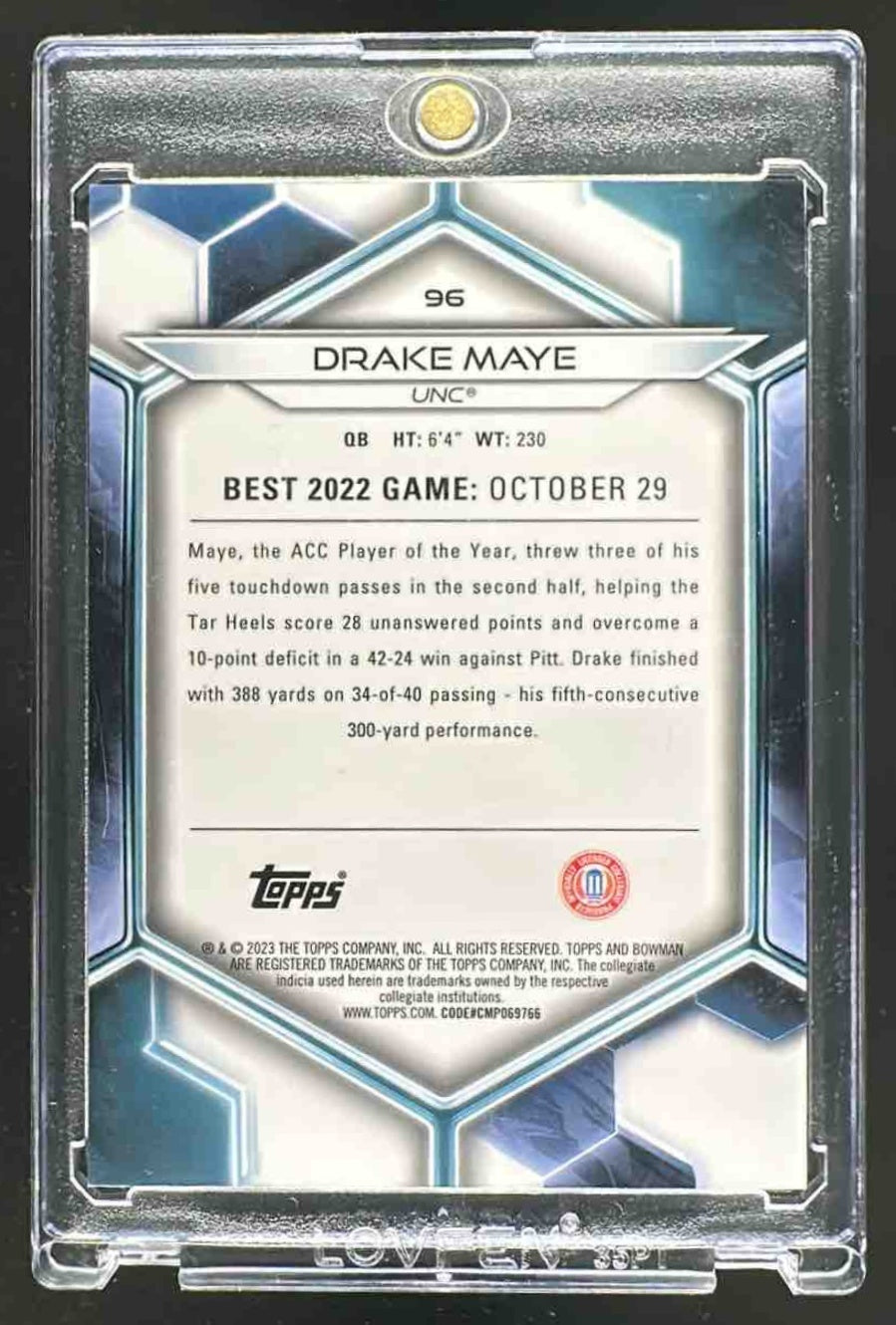 2023 Bowman University Best Drake Maye #96 Green Mini Diamond Refractor 2/99