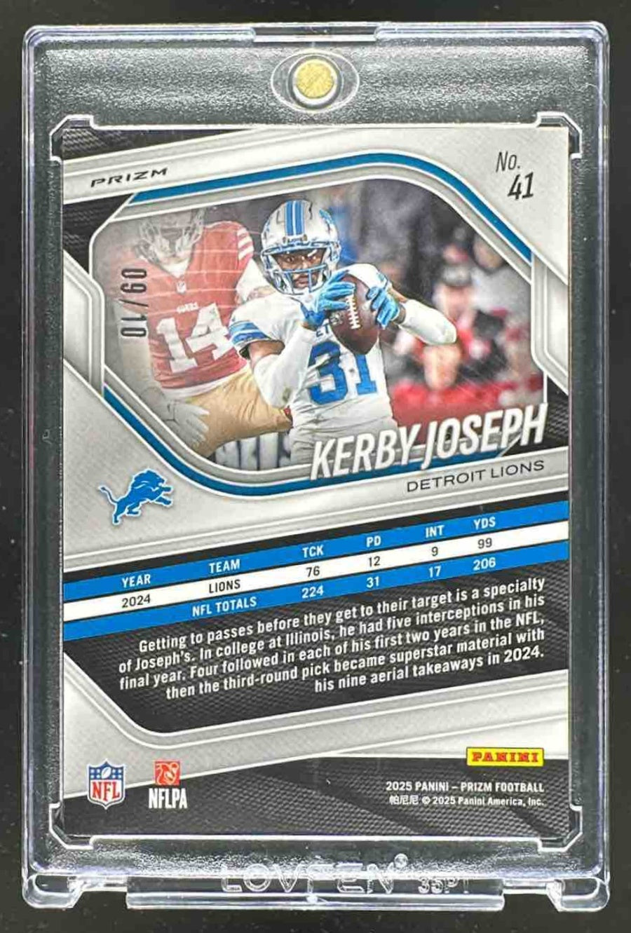 2025 Panini Prizm Kerby Joseph #41 Choice Gold 9/10 Lions