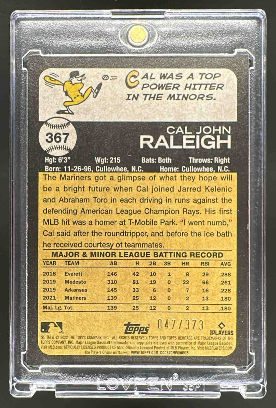 2022 Topps Heritage Cal Raleigh #367 Chrome Silver Refractor 47/373 RC