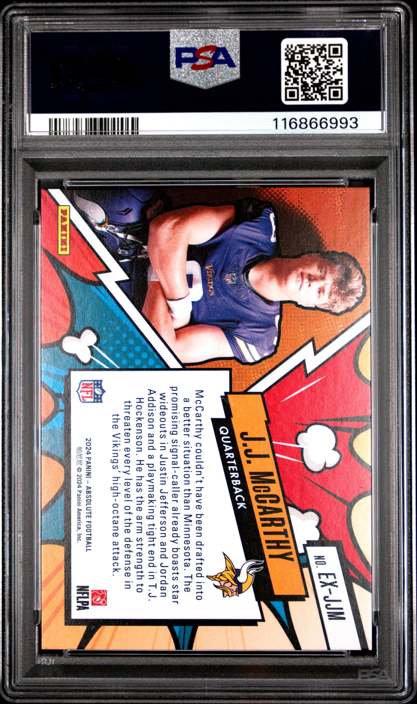 2024 Panini Absolute J.J. McCarthy #13 Explosive Horizontal RC SSP PSA 10