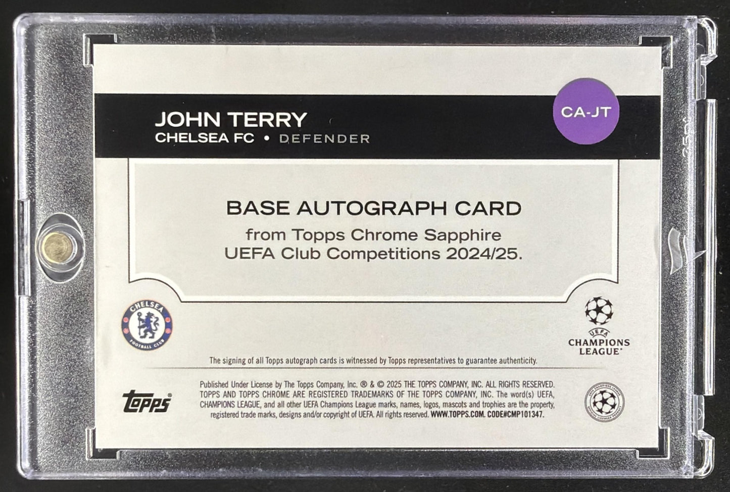 2024 Topps Chrome Sapphire UEFA Club John Terry #CA-JT Auto Gold /50