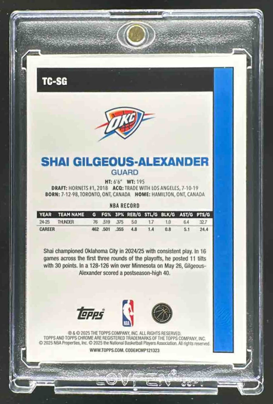 2025 Topps Chrome Shai Gilgeous-Alexander #TC-SG 1980-81 Chrome Refractor /150