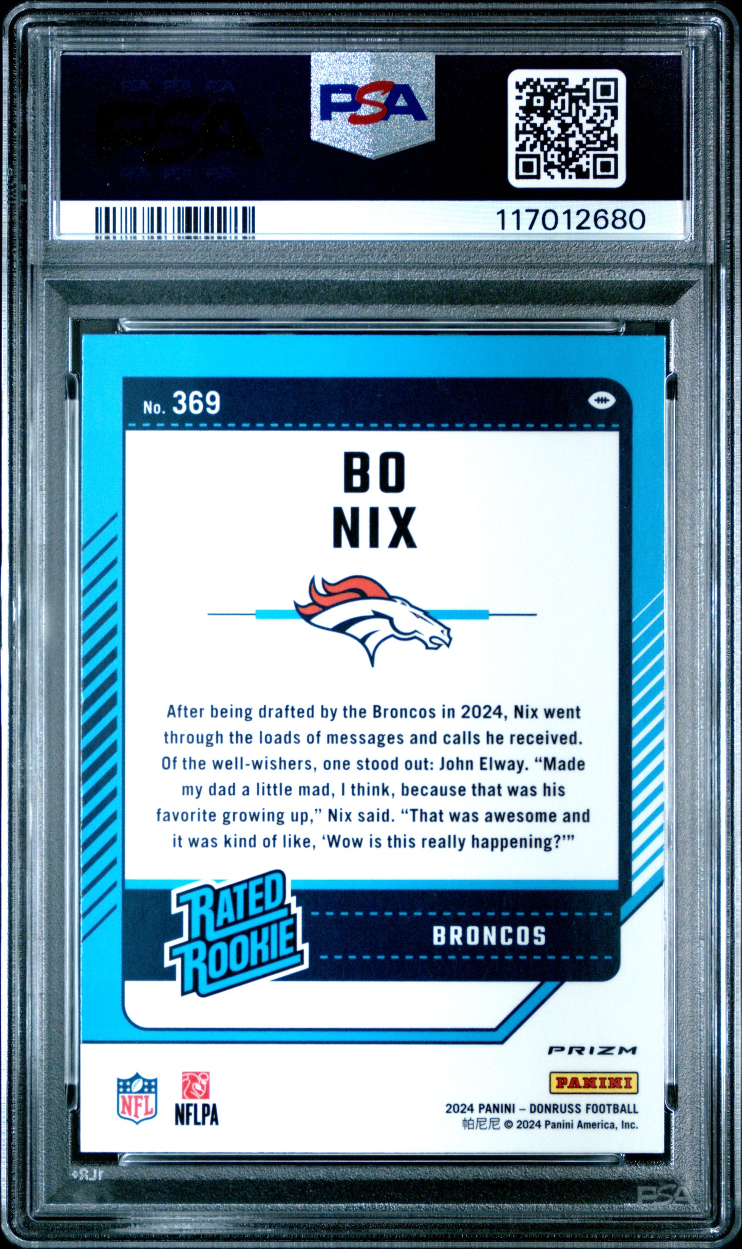 2024 Optic Preview Bo Nix Red Green Rookie PSA 10