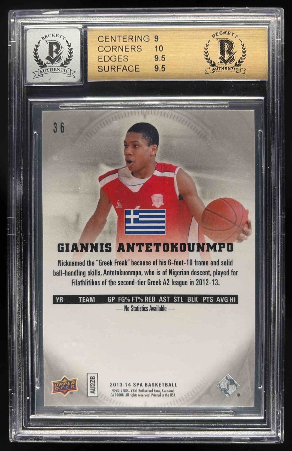 2013-14 SP Authentic Giannis Antetokounmpo #36 Auto RC BGS 9.5