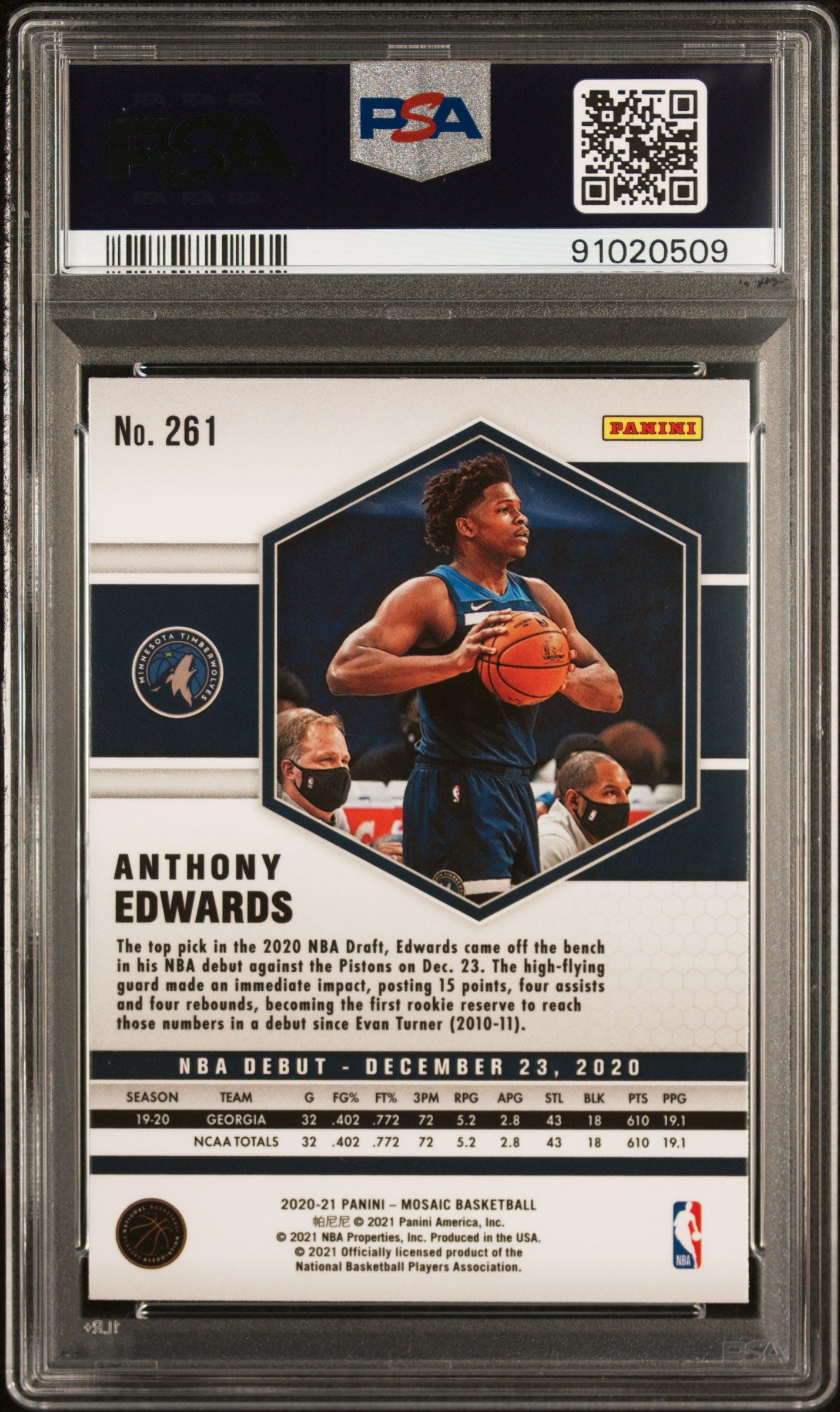 2020-21 Mosaic Anthony Edwards Mosaic Rookie PSA 10