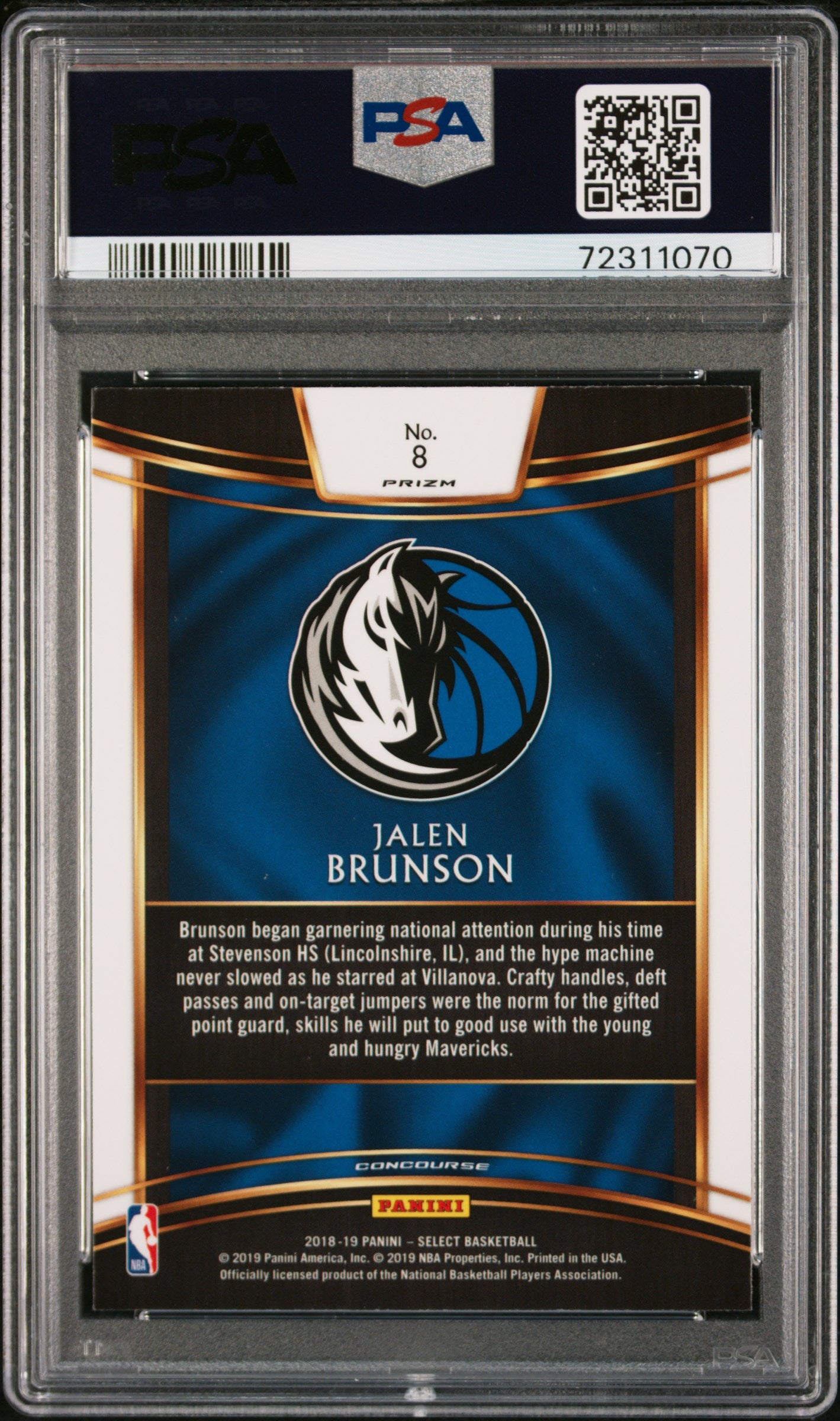 2018-19 Select Jalen Brunson Scope Prizm Rookie PSA 10