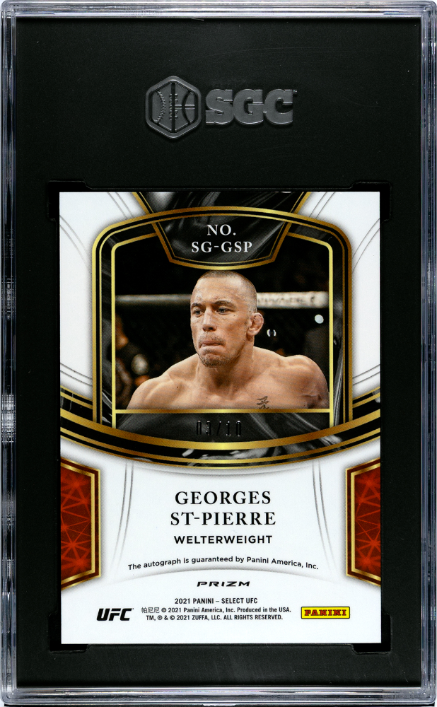 2021 Panini Select UFC Georges St-Pierre #SG-GSP Disco Prizm Auto SGC 10