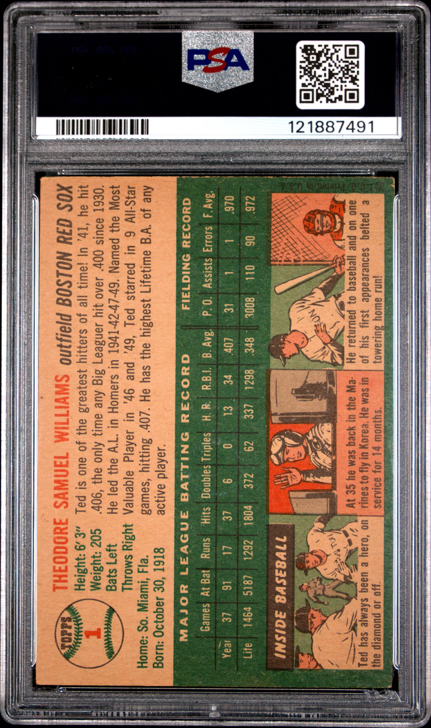 1954 Topps Ted Williams #1 PSA 3