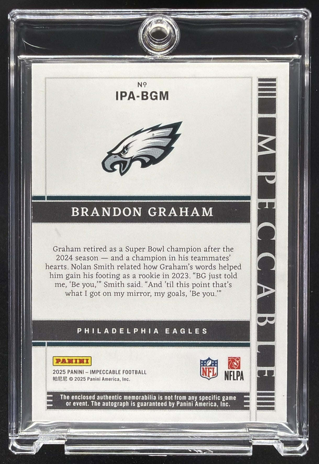 2025 Panini Impeccable Brandon Graham #IPA-BGM Immense Patch Auto /49 Auto
