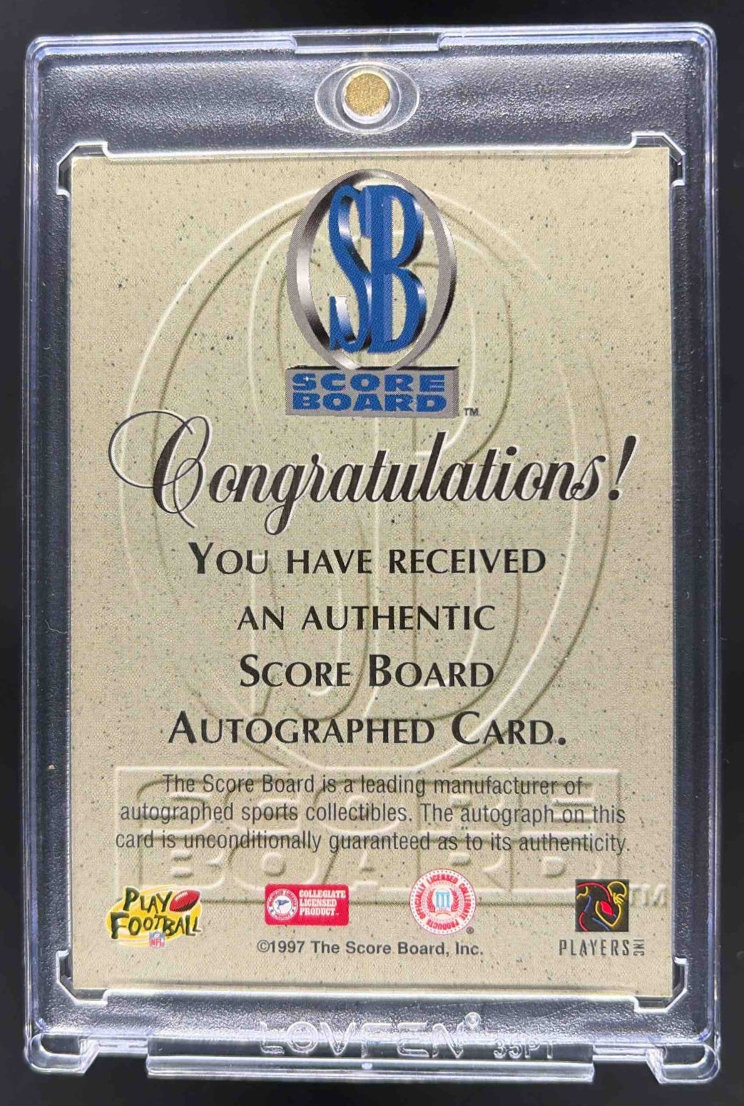 1997 Score Board Tony Gonzalez Pro Line Auto 213/400 RC