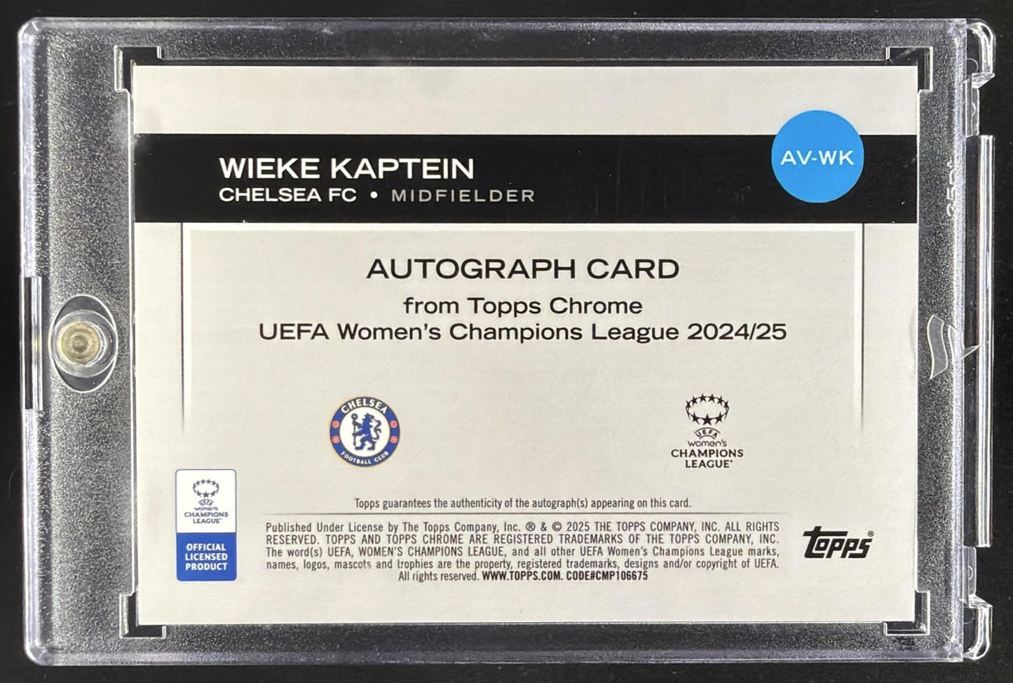 2024 Topps UEFA Women's Champions Chrome Wieke Kaptein #AV-WK RC Auto Red /5