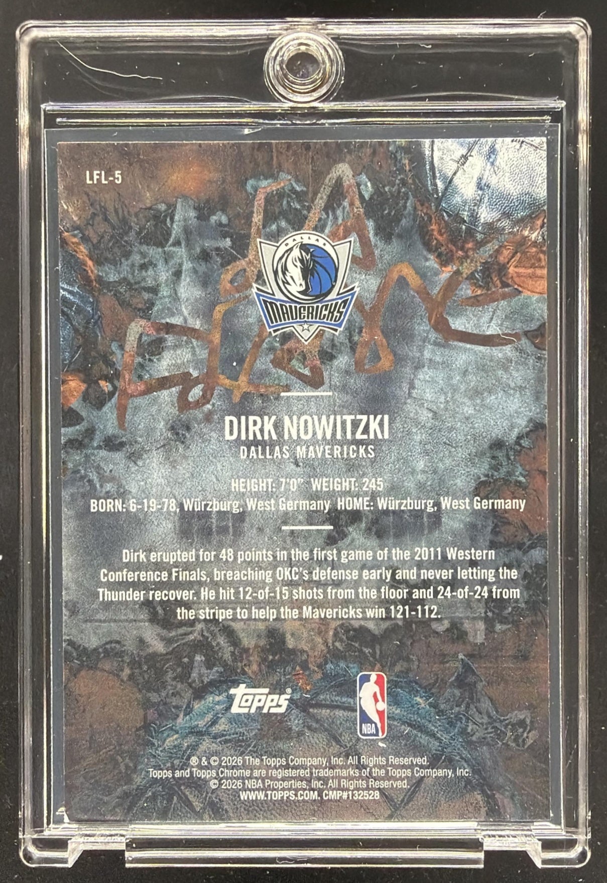 2025 Topps Chrome x Cactus Jack Dirk Nowitzki #LFL-5 La Flame /75
