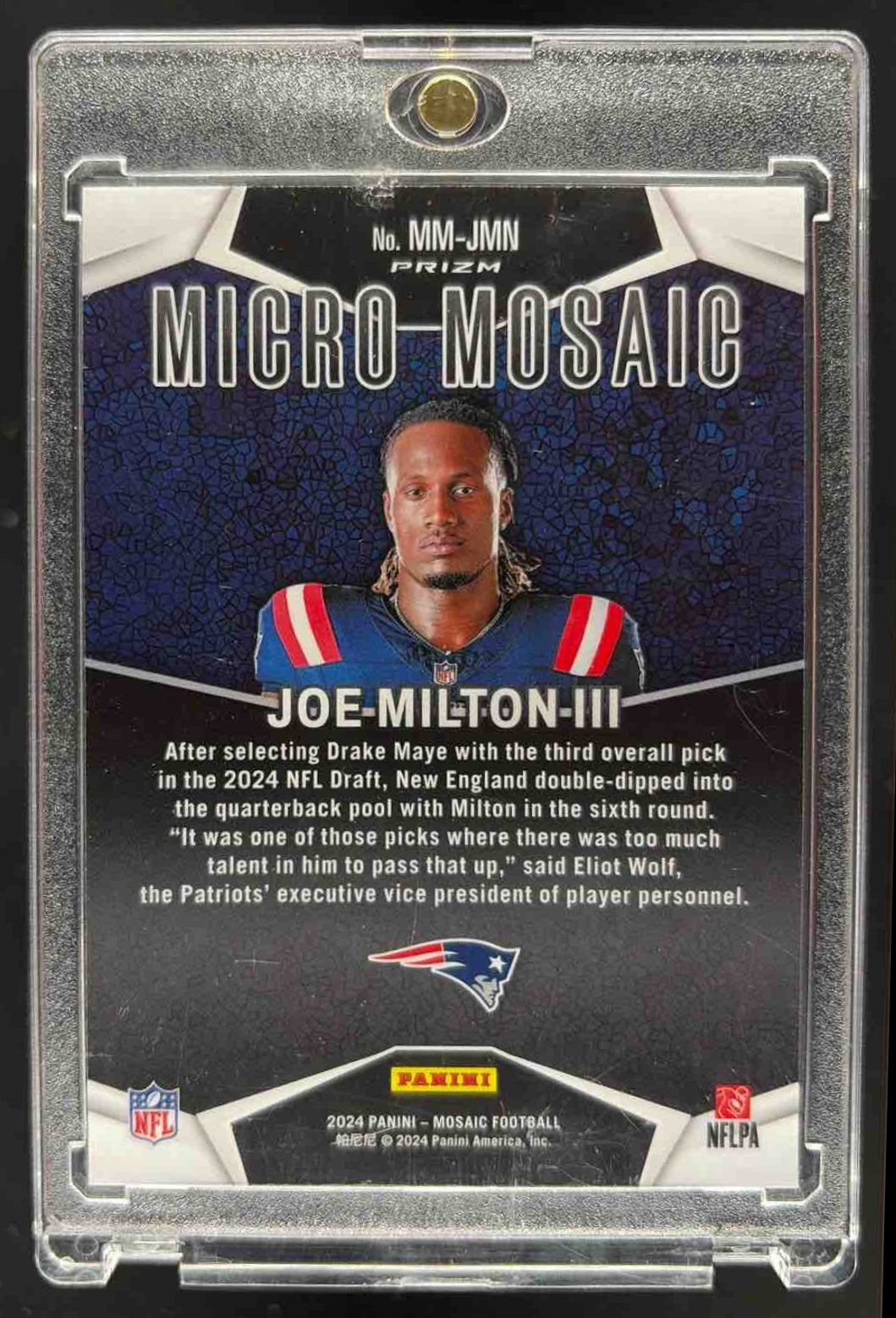 2024 Panini Mosaic Joe Milton III #MM-JMN Micro Mosaic RC Patriots
